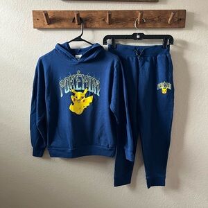 Pokémon Boys Pikachu Cotton Hoodie & Sweatpants Set Navy Blue Size M